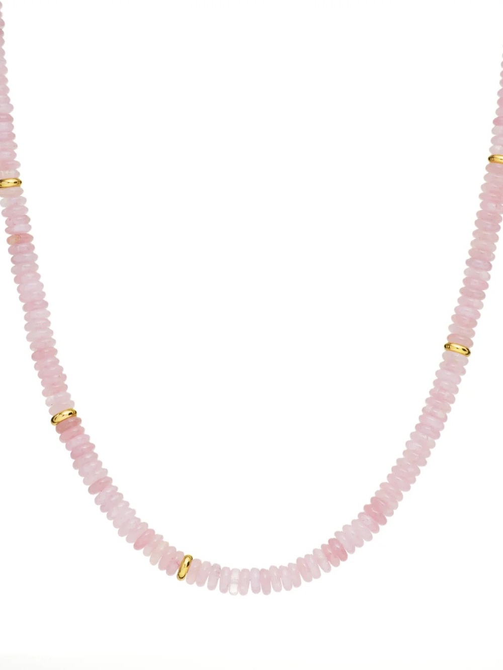Rose Quartz Stacker Necklace with 24k Gold Plated Accent Spacers NWOT